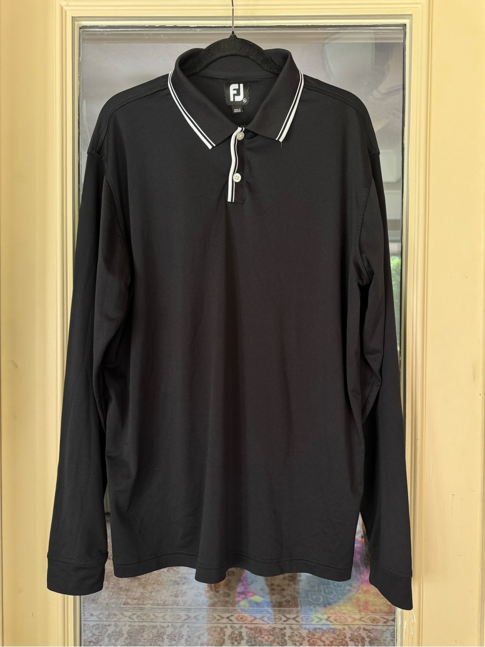 FootJoy Men’s XL Golf Polo Black/White Pique Performance Sun Protection Shirt